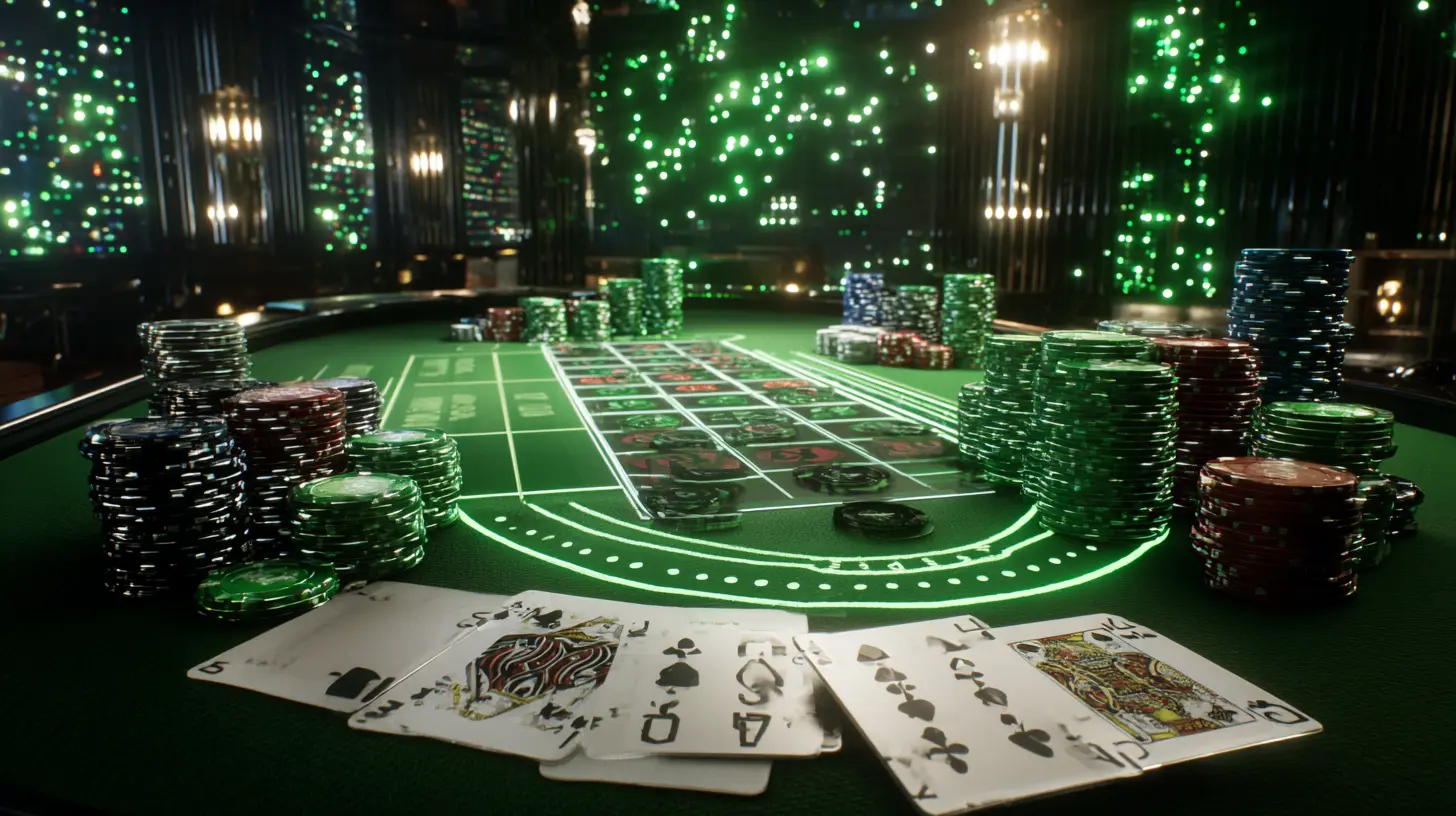 Sala de slots de Jugabet con neón verde y máquinas tragamonedas